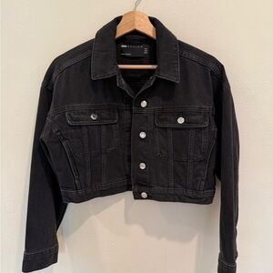 ASOS Petite Black Cropped Jean Jacket